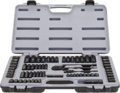 Stanley - 69 Piece 1/4 & 3/8" Drive Standard Deep Socket Set - 6 Points, 3/16 to 3/4", 7 to 19mm, Inch/Metric Measurement Standard - USA Tool & Supply