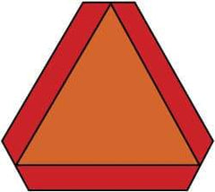 NMC - "Slow Moving Vehicle Emblem", 16" Wide x 14" High, Vinyl Construction Roadway Signs - 0.0045" Thick, Orange, High Intensity Reflectivity, Triangle, Adhesive Backed Mount - USA Tool & Supply