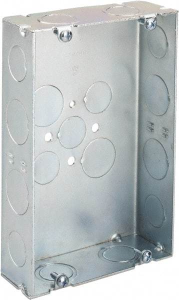 Cooper Crouse-Hinds - 2 Gang, (17) 1/2 & 3/4" Knockouts, Steel Rectangle Wall Box - 4-1/2" Overall Height x 6-13/16" Overall Width x 1-5/8" Overall Depth - USA Tool & Supply