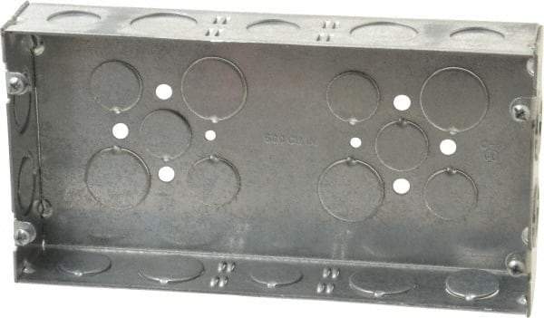 Cooper Crouse-Hinds - 3 Gang, (24) 1/2 & 3/4" Knockouts, Steel Rectangle Wall Box - 4-1/2" Overall Height x 8-5/8" Overall Width x 1-5/8" Overall Depth - USA Tool & Supply