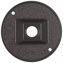 Cooper Crouse-Hinds - 1 Outlet, 1/2" Hole Diam, Powder Coat Finish, Round Noncorrosive Weatherproof Box Cover - 4-1/2" Wide x 9/16" High, Wet Locations, Aluminum, UL Listed - USA Tool & Supply