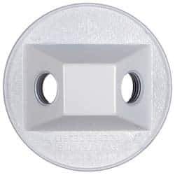 Cooper Crouse-Hinds - 2 Outlet, 1/2" Hole Diam, Powder Coat Finish, Round Noncorrosive Weatherproof Box Cover - 4-1/2" Wide x 9/16" High, Wet Locations, Aluminum, UL Listed - USA Tool & Supply