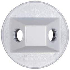 Cooper Crouse-Hinds - 2 Outlet, 1/2" Hole Diam, Powder Coat Finish, Round Noncorrosive Weatherproof Box Cover - 4-1/2" Wide x 9/16" High, Wet Locations, Aluminum, UL Listed - USA Tool & Supply