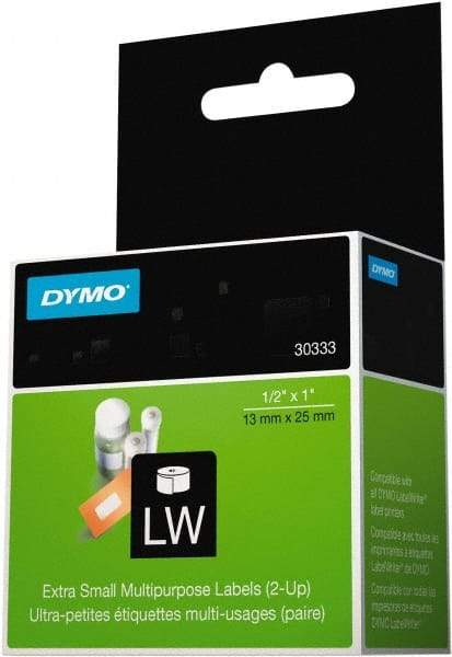 Dymo - 1" Wide x 1/2" Long, White Multi-Purpose Label - For DYMO LabelWriter Printers - USA Tool & Supply