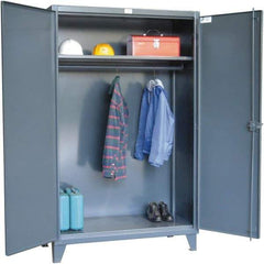 Strong Hold - 1 Shelf Combination Storage Cabinet - Steel, 48" Wide x 24" Deep x 72" High, Dark Gray - USA Tool & Supply