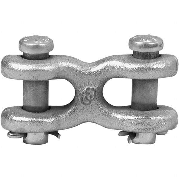 Campbell - Zinc Plated Forged Steel Double Clevis Link - 1/4" Diameter, 3,900 Lb Load Limit - USA Tool & Supply