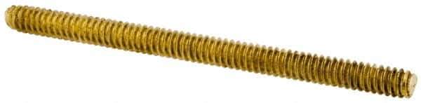 Value Collection - #6-32 2" OAL Fully Threaded Stud - Brass, Plain Finish - USA Tool & Supply