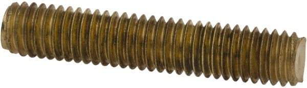 Value Collection - #10-32 1" OAL Fully Threaded Stud - Brass, Plain Finish - USA Tool & Supply