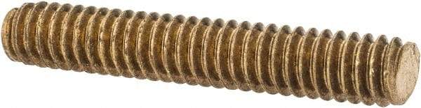 Value Collection - 1/4-20 1-1/2" OAL Fully Threaded Stud - Brass, Plain Finish - USA Tool & Supply