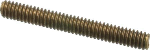 Value Collection - 1/4-20 2" OAL Fully Threaded Stud - Brass, Plain Finish - USA Tool & Supply