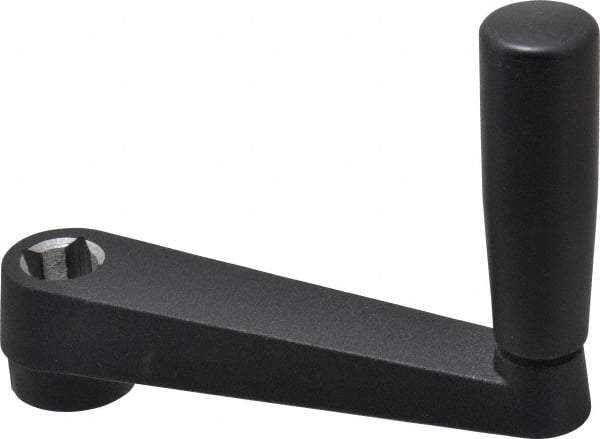Value Collection - 1.26" Hub Diam x 0.87" Hub Height Crank Handle - 5/8" Square Bore, Aluminum Black Powder Crank Body - USA Tool & Supply