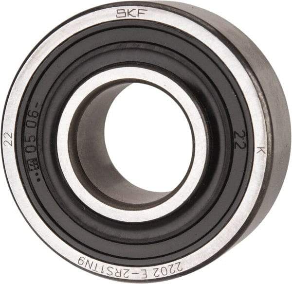 SKF - 15mm Bore Diam, 35mm OD, Double Seal Self Aligning Radial Ball Bearing - 14mm Wide, 2 Rows, Round Bore, 459 Lb Static Capacity, 1,960 Lb Dynamic Capacity - USA Tool & Supply