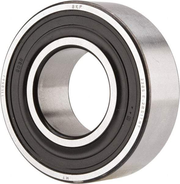 SKF - 25mm Bore Diam, 52mm OD, Double Seal Self Aligning Radial Ball Bearing - 18mm Wide, 2 Rows, Round Bore, 989 Lb Static Capacity, 3,780 Lb Dynamic Capacity - USA Tool & Supply