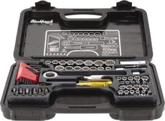 Blackhawk by Proto - 65 Piece 1/4 & 3/8" Drive Standard Socket Set - 5/32 to 13/16", 4 to 17mm, Inch/Metric Measurement Standard - USA Tool & Supply