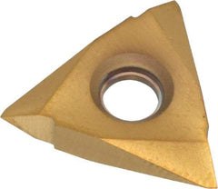 Value Collection - TPMC32 60° V Grade TCN55 On Edge Threading Insert - PVD TiN Finish, 3/8" Inscribed Circle - USA Tool & Supply
