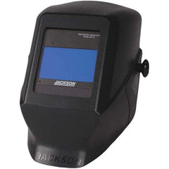 Jackson Safety - 5" Window Width x 4" Window Height, 9 to 13 Shade Auto-Darkening Lens, Fixed Front Welding Helmet - Black Plastic Blue Lens - USA Tool & Supply