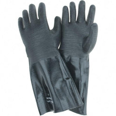 SHOWA - 18 mil Thick, Chemical Resistant Gloves - SZ10 RGH GRIP BLK 1/PR NEOGRAB ELBW LEN CHEM GLV - USA Tool & Supply