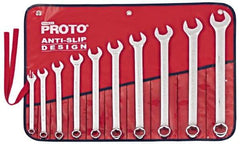 Proto - 10 Piece, 7/16" to 1", 6 Point Combination Wrench Set - Inch Measurement Standard, Satin Chrome Finish, Comes in Nylon Roll - USA Tool & Supply