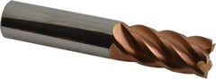 ProMax - 3/4", 1-5/8" LOC, 3/4" Shank Diam, 4" OAL, 5 Flute, Solid Carbide Square End Mill - Single End, TiCN Finish, Spiral Flute, 40° Helix, Centercutting, Right Hand Cut, Right Hand Flute, Series 112 - USA Tool & Supply