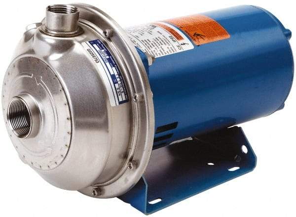 Goulds Pumps - TEFC Motor, 208-230/460 Volt, 9.8/4.9 Amp, 3 Phase, 3 HP, 3500 RPM, 316L Stainless Steel Straight Pump - 1-1/4 Inch Inlet, 1 Inch Outlet, 67 Max Head psi, 316L Stainless Steel Impeller, Carbon Ceramic Buna Seal, 155 Ft. Shut Off - USA Tool & Supply