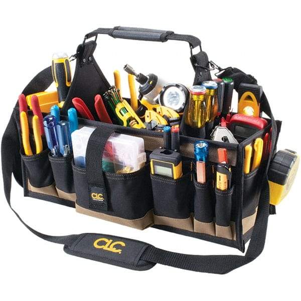 CLC - 43 Pocket Black & Khaki Polyester Tool Tote - 12" Wide x 2-1/2" Deep x 7" High - USA Tool & Supply