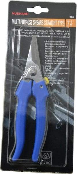 Value Collection - 3" LOC, 7-1/2" OAL Light Duty Shears - Ambidextrous, Plastic Straight Handle, For General Purpose Use - USA Tool & Supply