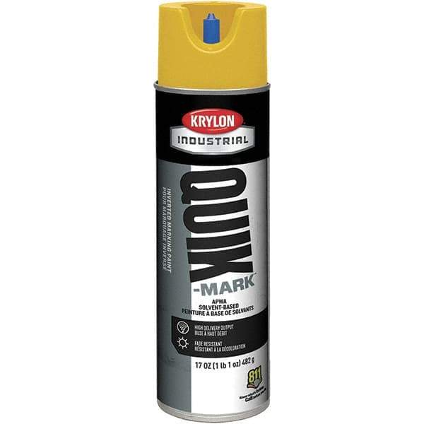 Krylon - 20 fl oz Yellow Marking Paint - 50 to 60 Sq Ft Coverage, Solvent-Based Formula - USA Tool & Supply