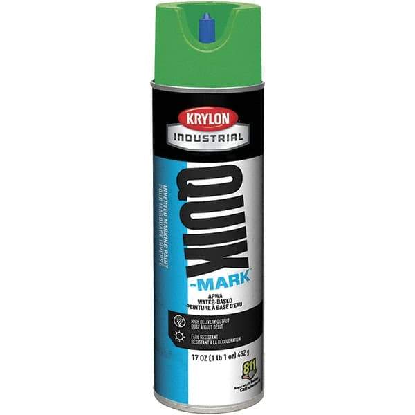 Krylon - 20 fl oz Green Marking Paint - 50 to 60 Sq Ft Coverage, Water-Based Formula - USA Tool & Supply