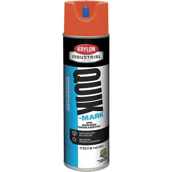 Krylon - 20 fl oz Orange Marking Paint - 50 to 60 Sq Ft Coverage, Water-Based Formula - USA Tool & Supply