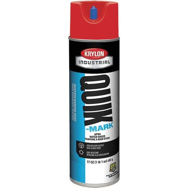 Krylon - 20 fl oz Red Marking Paint - 50 to 60 Sq Ft Coverage, Water-Based Formula - USA Tool & Supply