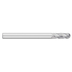 Titan USA - Ball End Mills; Mill Diameter (Inch): 1/2 ; Mill Diameter (Decimal Inch): 0.5000 ; Number of Flutes: 4 ; Length of Cut (Inch): 3 ; Length of Cut (Decimal Inch): 3.0000 ; Material: Solid Carbide - Exact Industrial Supply