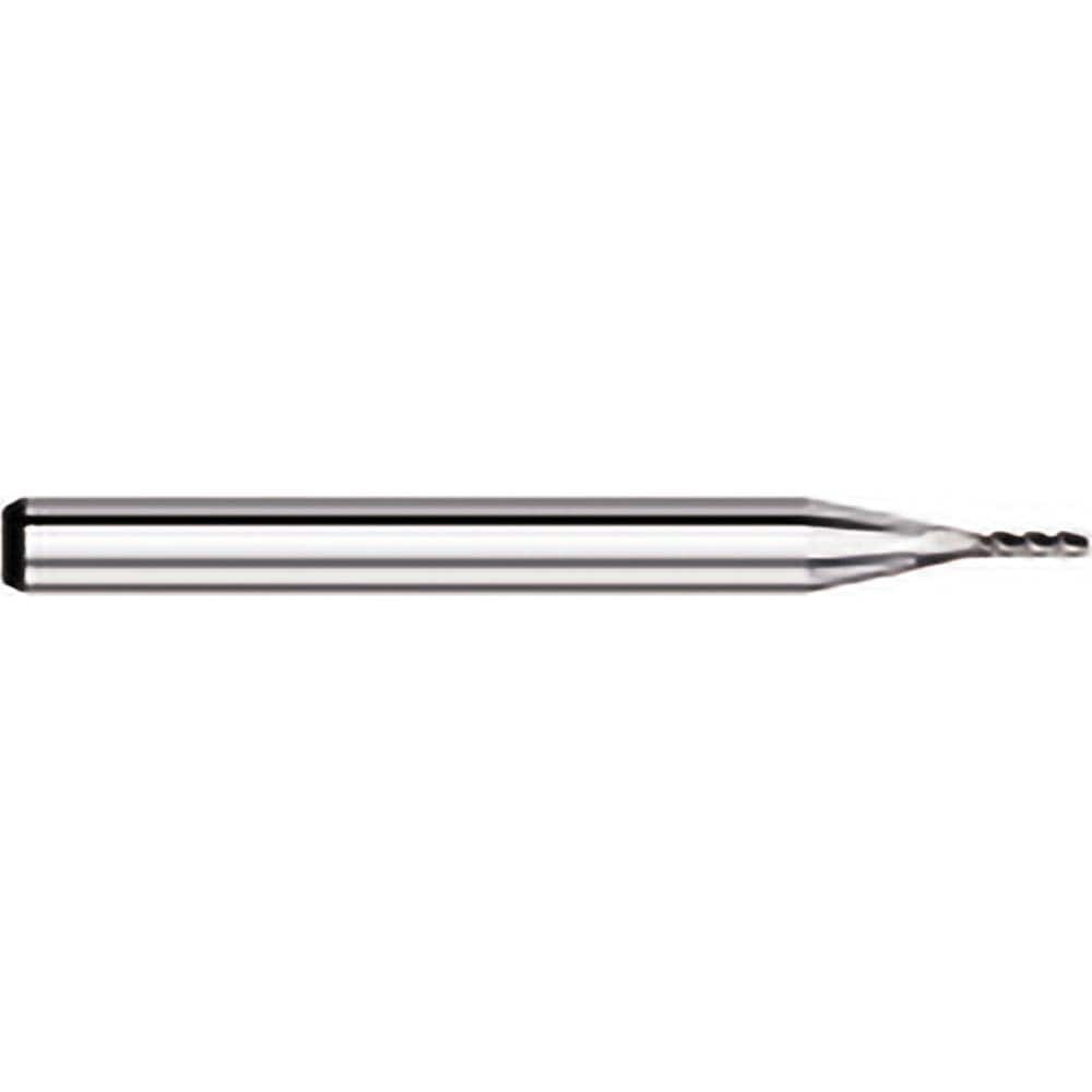 Corner Radius End Mill: 0.075″ Dia, 0.225″ LOC, 0.005″ Radius, 4 Flutes, Solid Carbide 1-1/2″ OAL, 1/8″ Shank Dia, 30 ° Helix, Bright/Uncoated, Corner Radius End, Centercutting
