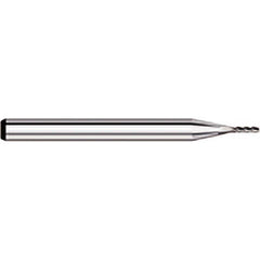 Corner Radius End Mill: 0.045″ Dia, 0.135″ LOC, 0.005″ Radius, 4 Flutes, Solid Carbide 1-1/2″ OAL, 1/8″ Shank Dia, 30 ° Helix, Bright/Uncoated, Corner Radius End, Centercutting