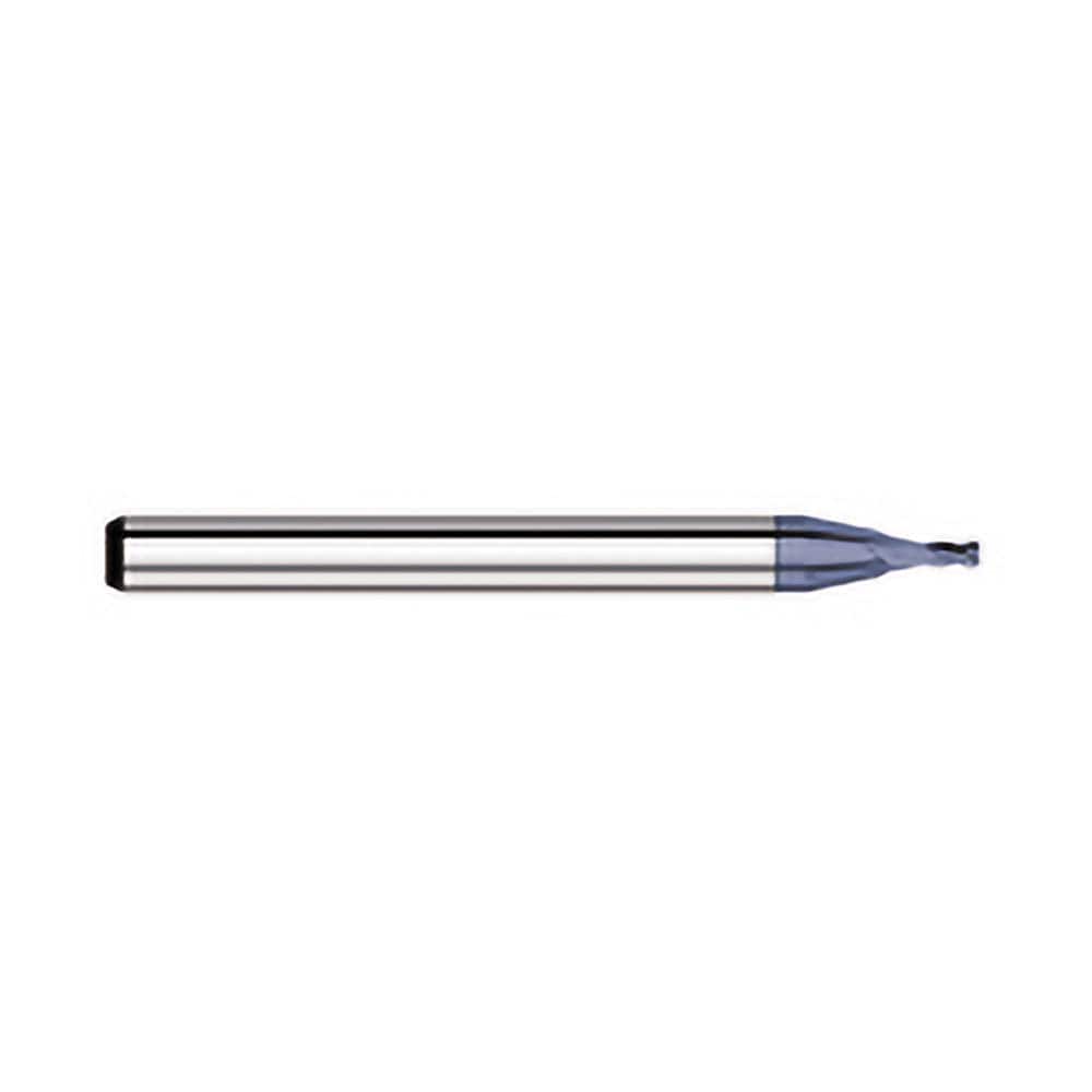 Corner Radius End Mill: 0.06″ Dia, 0.09″ LOC, 1/64″ Radius, 4 Flutes, Solid Carbide 1-1/2″ OAL, 1/8″ Shank Dia, 30 ° Helix, AlTiN Coated, Corner Radius End, Centercutting