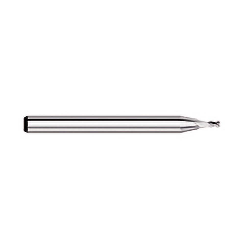 Corner Radius End Mill: 0.06″ Dia, 0.09″ LOC, 0.005″ Radius, 4 Flutes, Solid Carbide 1-1/2″ OAL, 1/8″ Shank Dia, 30 ° Helix, Bright/Uncoated, Corner Radius End, Centercutting