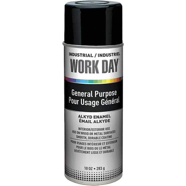 Krylon - Black, Gloss, Enamel Spray Paint - 9 to 13 Sq Ft per Can, 10 oz Container, Use on Ceramics, Glass, Metal, Plaster, Wood - USA Tool & Supply