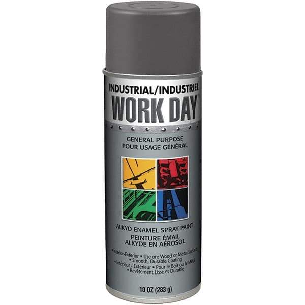 Krylon - Dark Gray, Gloss, Enamel Spray Paint - 9 to 13 Sq Ft per Can, 10 oz Container, Use on Ceramics, Glass, Metal, Plaster, Wood - USA Tool & Supply