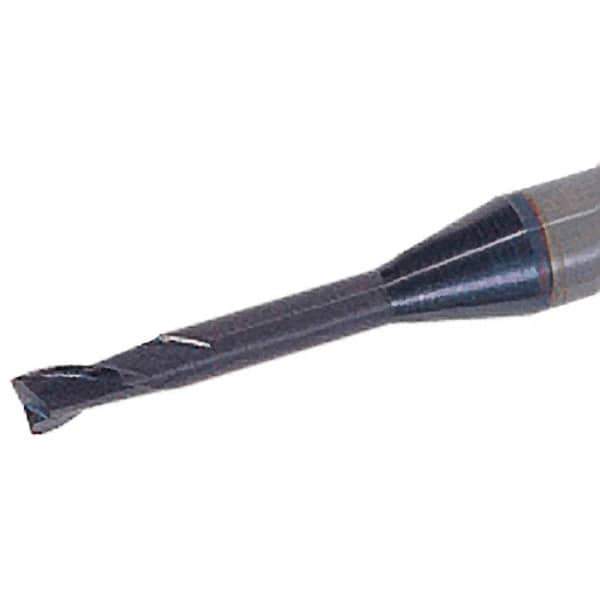 Iscar - 0.8mm, 1.2mm LOC, 4mm Shank Diam, 45mm OAL, 2 Flute, Solid Carbide Square End Mill - Single End, TiAlN Finish, Spiral Flute, 30° Helix, Right Hand Cut, Right Hand Flute - USA Tool & Supply
