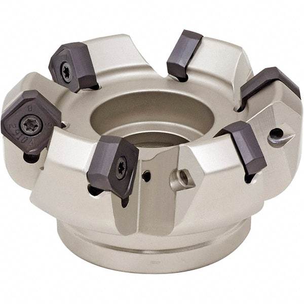 Iscar - 3.127" Cut Diam, 1" Arbor Hole, 0.276" Max Depth of Cut, 45° Indexable Chamfer & Angle Face Mill - 7 Inserts, S845 SX.U 16.. Insert, Right Hand Cut, 7 Flutes, Through Coolant, Series Helido - USA Tool & Supply