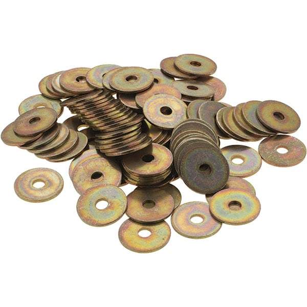 Made in USA - #10 Screw, Grade 1008/1010 Steel Standard Flat Washer - 1/4" ID x 1" OD, 0.06" Thick, Cadmium-Plated Finish, Meets Military Specifications - USA Tool & Supply