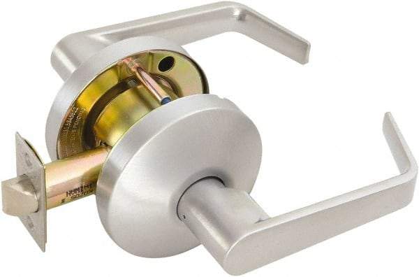 Falcon - Medium Duty Passage Lever Lockset - 2-3/4" Back Set, Satin Chrome Finish - USA Tool & Supply