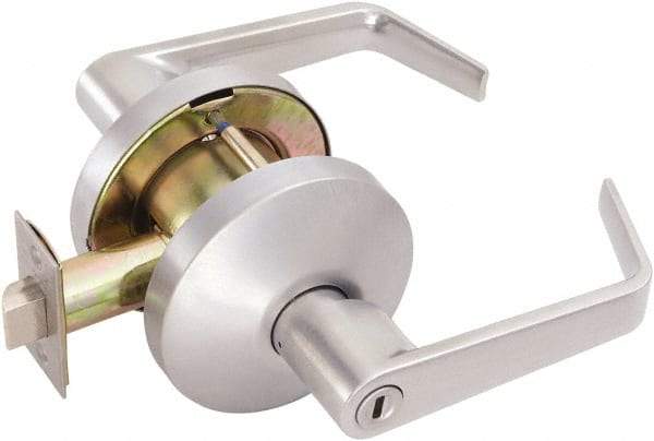 Falcon - Medium Duty Privacy Lever Lockset - 2-3/4" Back Set, Satin Chrome Finish - USA Tool & Supply