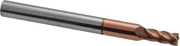 Accupro - 4.5mm, 9.5mm LOC, 6mm Shank Diam, 63mm OAL, 4 Flute, Solid Carbide Square End Mill - Single End, TiCN Finish, Spiral Flute, 40° Helix, Centercutting, Right Hand Cut, Right Hand Flute - USA Tool & Supply