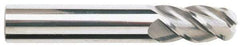 Accupro - 11mm Diam, 14mm LOC, 4 Flute Solid Carbide Ball End Mill - Uncoated, Single End, 76mm OAL, 12mm Shank Diam, Spiral Flute - USA Tool & Supply