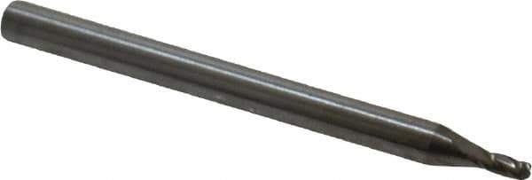 Accupro - 1.5mm Diam, 3mm LOC, 4 Flute Solid Carbide Ball End Mill - Uncoated, Single End, 38mm OAL, 3mm Shank Diam, Spiral Flute - USA Tool & Supply
