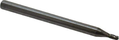 Accupro - 1.5mm Diam, 3mm LOC, 4 Flute Solid Carbide Ball End Mill - Uncoated, Single End, 38mm OAL, 3mm Shank Diam, Spiral Flute - USA Tool & Supply