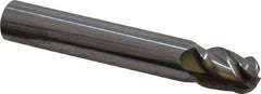Accupro - 12mm Diam, 16mm LOC, 4 Flute Solid Carbide Ball End Mill - Uncoated, Single End, 76mm OAL, 12mm Shank Diam, Spiral Flute - USA Tool & Supply