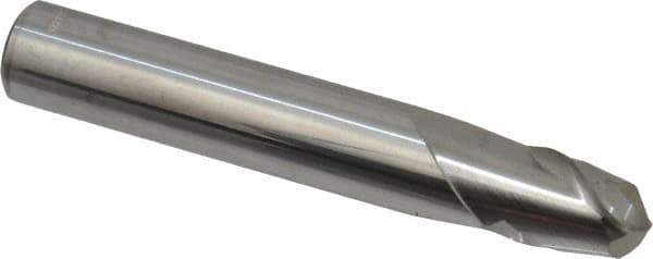 Accupro - 11mm Diam, 14mm LOC, 2 Flute Solid Carbide Ball End Mill - Uncoated, Single End, 76mm OAL, 12mm Shank Diam, Spiral Flute - USA Tool & Supply