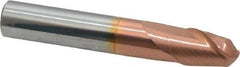 Accupro - 12mm Diam, 16mm LOC, 2 Flute Solid Carbide Ball End Mill - TiCN Finish, Single End, 76mm OAL, 12mm Shank Diam, Spiral Flute - USA Tool & Supply