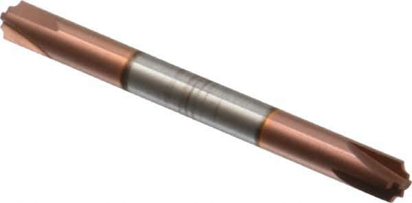 Accupro - 0.035" Radius, 3/16" Mill Diam, 4 Flute Solid Carbide Corner Rounding End Mill - Double End, TiCN Finish, 2" OAL, 3/16" Shank Diam - USA Tool & Supply